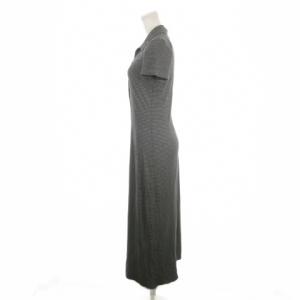 ARMANI JEANS シャツワンピース 38 グレー 半袖 開襟 オープンカラー ボーダー /MN5 GY99