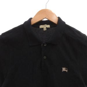 BURBERRY LONDON ポロシャツ 鹿の子 ホースロゴ刺繍 ノバチェック切替 S 紺 ネイビー /FF GY06