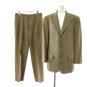 スーツ ジャケット パンツ ウール A5 ベージュ セットアップ チェック柄 シングルブレスト 3つボタン