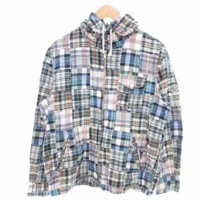 美品 パッチワーク パーカー マドラスチェック 胸ポケット L マルチカラー /SJ GY12