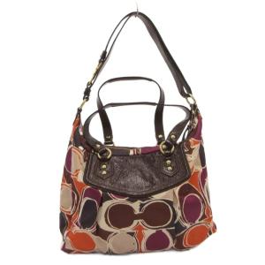 COACH アシュレイ ハンドドロー スカーフプリント ショルダーバッグ 手提げ 肩掛け 総柄 マルチカラー F20033
