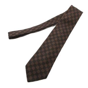 LOUIS VUITTON ネクタイ レギュラータイ ダミエ シルク 茶 ブラウン /FF GY47