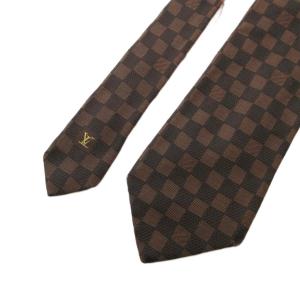 LOUIS VUITTON ネクタイ レギュラータイ ダミエ シルク 茶 ブラウン /FF GY47