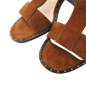 Salvatore Ferragamo サンダル チャンキーヒール スエード ストラップ 4.5 茶 ブラウン /FF GY47