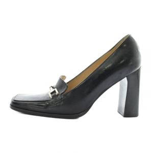GUCCI パンプス ローファー レザー スクエアトゥ ハイヒール ホースビット 36 23?p 黒 ブラック /XZ
