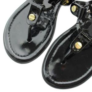 TORY BURCH ミラー Miller ビーチサンダル トング フラット エナメル ロゴ 6 23?p 黒 ブラック /XZ