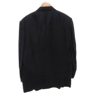 LANVIN ヴィンテージ テーラードジャケット 紺ブレ ダブル シルク 絹 金ボタン R50-46 ネイビー /FF