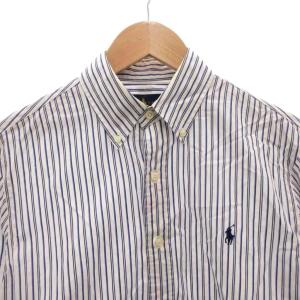 RALPH LAUREN BDシャツ ボタンダウン ストライプ 長袖 S 白 ホワイト /FF GY50