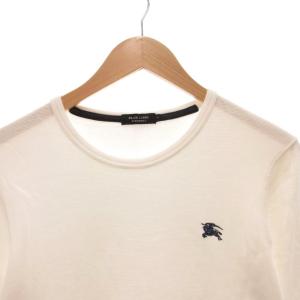 BURBERRY BLACK LABEL Tシャツ カットソー 7分袖 ホースロゴ刺繍 2 白 ホワイト /FF GY50