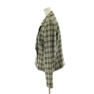 YVES SAINT LAURENT テーラードジャケット 38 グレー 黒 ブラック チェック柄 ダブルブレスト YSLボタン HZF10-521