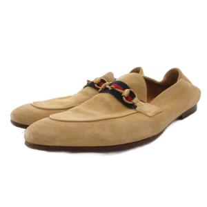 GUCCI ローファー スリッポン シューズ ホースビット スエード 9 ベージュ /FF GY68