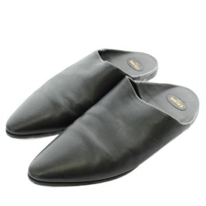 ジャクノ JACNO バブーシュ サンダル フラット レザー ポインテッドトゥ 42 27cm 黒 ブラック