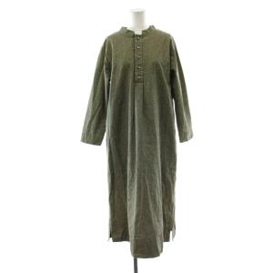ワンピース 3 ベージュ 千鳥格子 長袖 ロング丈 フレアシルエット スタンドカラー /PP GY12