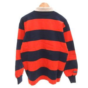 BARBARIAN ラガーシャツ カット 長袖 ボーダー M ネイビー オレンジ /FF GY12