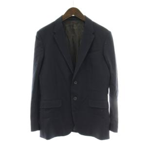 WOOL 2B テーラードジャケット M ネイビー 紺 ウール シングル 裏地総柄 ステッチ 253050