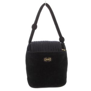 ハンドバッグ 手提げ ベロア フラップ 黒 ブラック /FF GY12