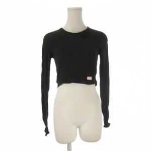 bodywear カットソー リブ 長袖 クロップド M 黒 ブラック /CK11 GY99