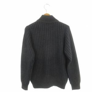 dunhill ニット セーター ハイネック 長袖 カシミヤ混 ウール ストライプ柄 S 紺 ネイビー グレー /AH8