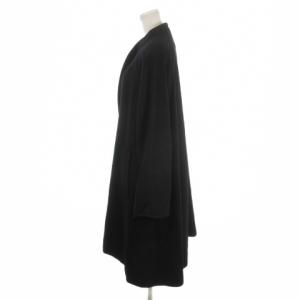 HANAE MORI ロングコート カシミヤ スタンドカラー Aライン ワイドスリーブ 40 黒 ブラック /AH37 GY99