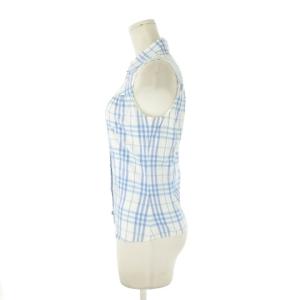 BURBERRY BLUE LABEL シャツ スキッパー ノースリーブ ノバチェック 38 青 ブルー /CK43 GY99
