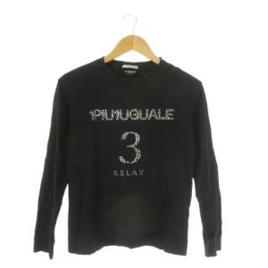HIGH STREET Tシャツ カットソー ロンT ロゴ ビジュー ラインストーン M 黒 ブラック