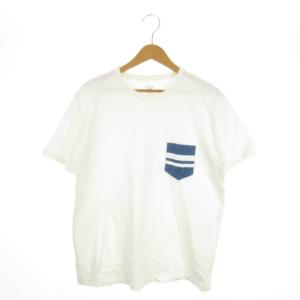 Tシャツ カットソー L 白 ホワイト 半袖 ラウンドネック 胸ポケット /MN23 GY99