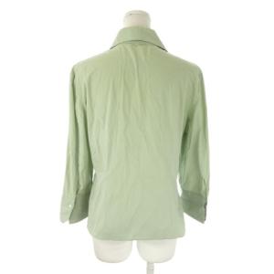 BURBERRY LONDON シャツ スキッパー 40 緑 グリーン 長袖 フリル ストレッチ /AO24 GY99