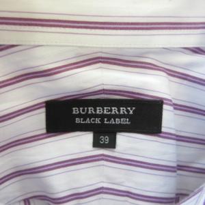 BURBERRY BLACK LABEL ワイシャツ Yシャツ ボタンダウン 長袖 ストライプ 39 紫 パープル /CK7 GY99