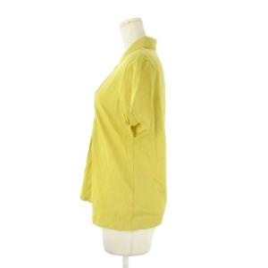 BURBERRY LONDON 半袖シャツ 鹿の子 ギャザー 4 黄 イエロー フロントハーフボタン /CK37 GY99