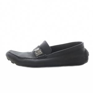 LOUIS VUITTON ドライビングシューズ モカシン レザー ベルト 8.5 ブラック /YO29 GY01