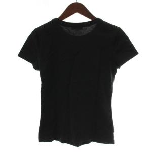 BURBERRY BLUE LABEL Tシャツ カットソー 半袖 クルーネック ノバチェック ロゴ 刺繍 38 黒 ブラック /XZ GY99