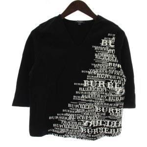 Tシャツ カットソー 七分袖 Vネック ロゴ プリント 15 黒 ブラック /XZ GY99