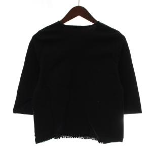 BURBERRY LONDON Tシャツ カットソー 七分袖 Vネック ロゴ プリント 15 黒 ブラック /XZ GY99