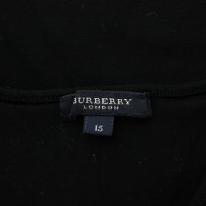 BURBERRY LONDON Tシャツ カットソー 七分袖 Vネック ロゴ プリント 15 黒 ブラック /XZ GY99