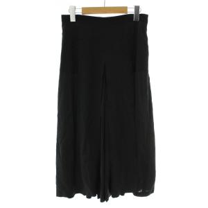 ワイドパンツ ガウチョパンツ 絹 シルク クロップド 36 黒 ブラック /XZ GY99