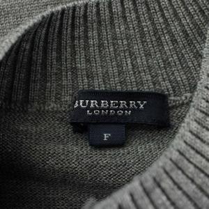 BURBERRY LONDON ニット セーター ウール カシミヤ混 長袖 ハイネック ロゴ 刺繍 F グレー /XZ GY99