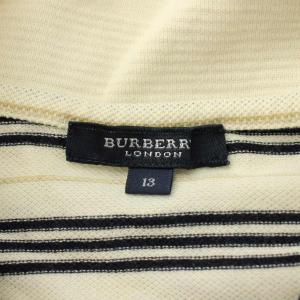 BURBERRY LONDON ポロシャツ 半袖 ボーダー ロゴ 刺繍 13 アイボリー 黒 ブラック /XZ GY99