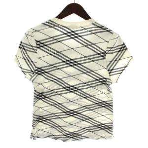 BURBERRY LONDON ニット カットソー 半袖 クルーネック チェック柄 ロゴ 4 白 ホワイト 黒 ブラック /XZ GY99