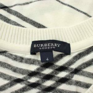 BURBERRY LONDON ニット カットソー 半袖 クルーネック チェック柄 ロゴ 4 白 ホワイト 黒 ブラック /XZ GY99