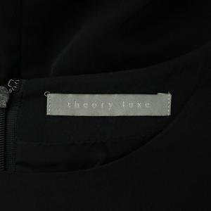 theory luxe ワンピース 絹 シルク 半袖 ひざ丈 フリル 38 黒 ブラック /XZ GY99