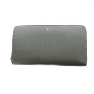 ラージ ジップドウォレット 長財布 ロゴ レザー ラウンドファスナー グレー GY35 /MQ OH