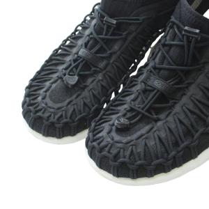 KEEN ユニークスニーク サンダル 26.5cm 黒 ブラック 編み込みデザイン プルタブ 厚底ソール 1023139