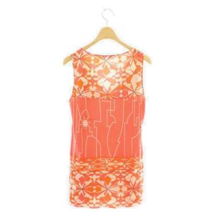 Emilio Pucci カットソー ノースリーブ Vネック 総柄 38 ピンク /DF GY35