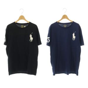 2点セット CUSTOM SLIM FIT Tシャツ 半袖 ビックポニー L XL ブラック ネイビー