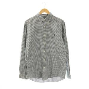 CUSTOM FIT GINGHAM SHIRT シャツ 長袖 チェック L ブラック ホワイト /HK