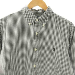 RALPH LAUREN CUSTOM FIT GINGHAM SHIRT シャツ 長袖 チェック L ブラック ホワイト /HK