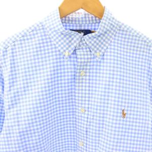 POLO RALPH LAUREN CLASSIC FIT GINGHAM OXFORD SHIRT シャツ 長袖 ギンガムチェック L ライトブルー