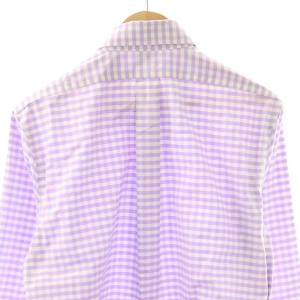 Brooks Brothers オックスフォードシャツ 長袖 BD ギンガムチェック M パープル /MY OS GY35