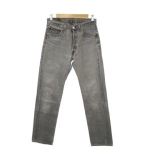 501 デニムパンツ W32 L34 グレー ストレートレッグ ボタンフライ ダメージ加工
