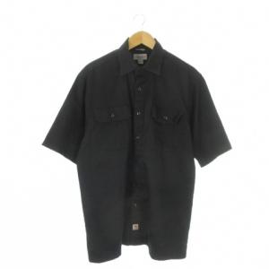ワークシャツ L RELAXED FIT 黒 ブラック 半袖 無地 レギュラーカラー /CK27 GY99